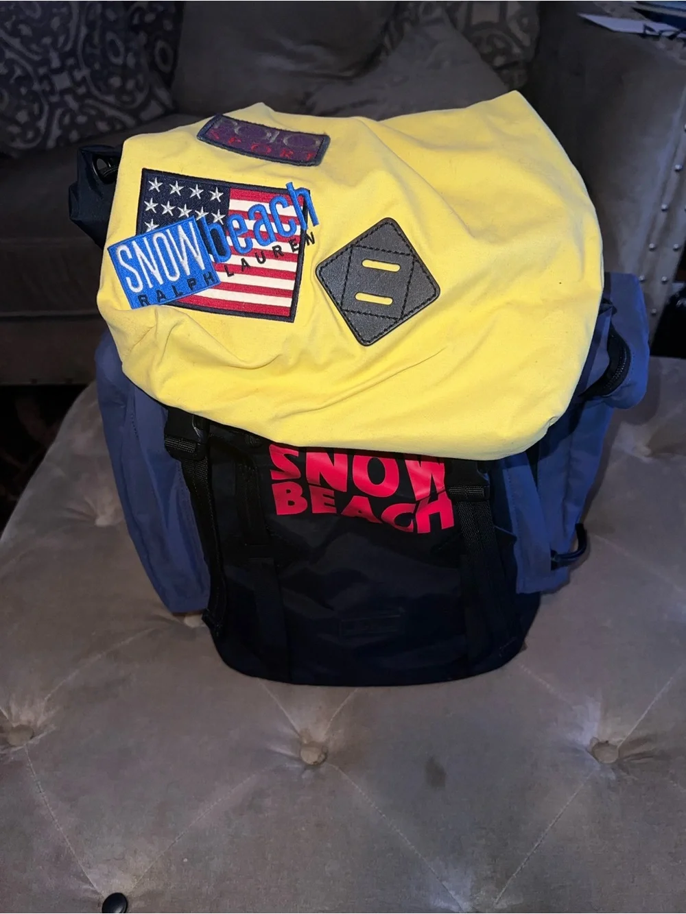 Polo by Ralph Lauren Black, Yellow & Navy 'Snow Beach' Backpack